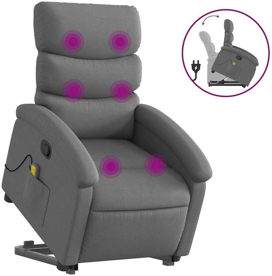 Vida XL vidaXL Sta-op-massagestoel verstelbaar stof donkergrijs-VXL-3203991