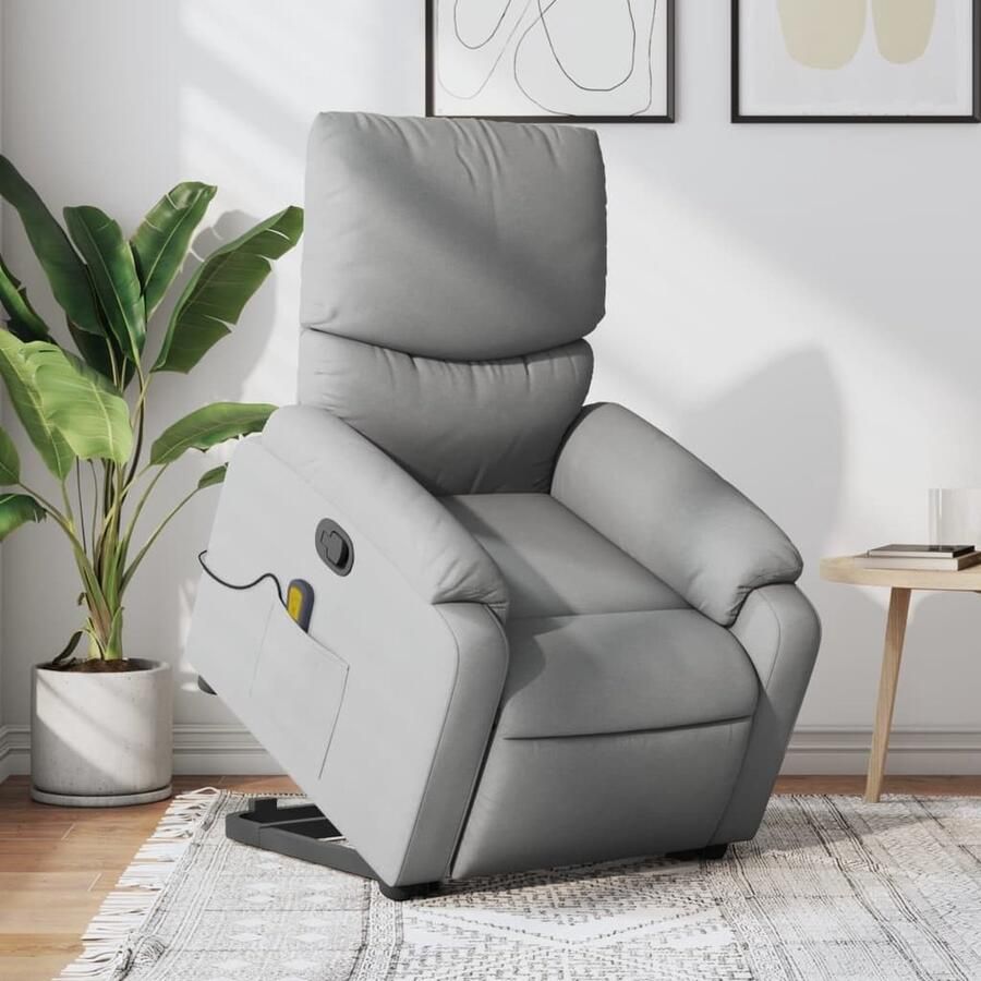 Vida XL vidaXL Sta-op-massagestoel verstelbaar stof lichtgrijs-VXL-3204836 - Foto 7