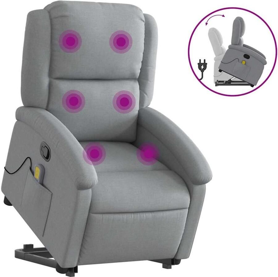 Vida XL vidaXL Sta-op-massagestoel verstelbaar stof lichtgrijs-VXL-3204176