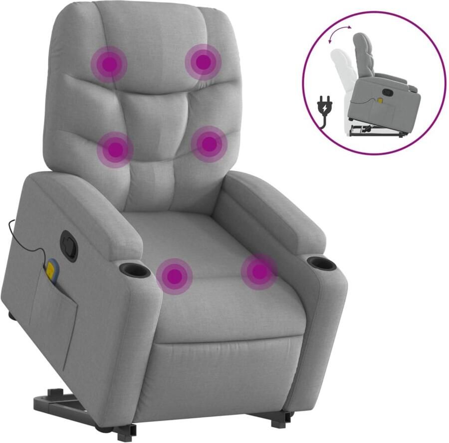 Vida XL vidaXL Sta-op-massagestoel verstelbaar stof lichtgrijs-VXL-3204608