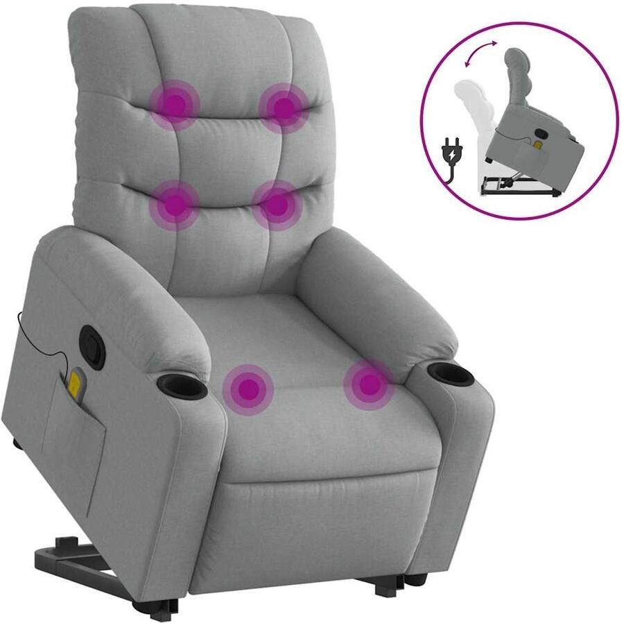 Vida XL vidaXL Sta-op-massagestoel verstelbaar stof lichtgrijs-VXL-3206654 - Foto 3