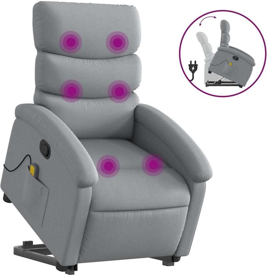 Vida XL vidaXL Sta-op-massagestoel verstelbaar stof lichtgrijs-VXL-3203990