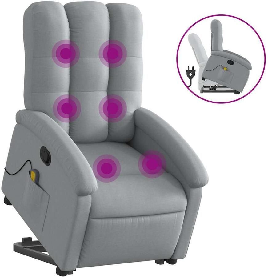 Vida XL vidaXL Sta-op-massagestoel verstelbaar stof lichtgrijs-VXL-3204104