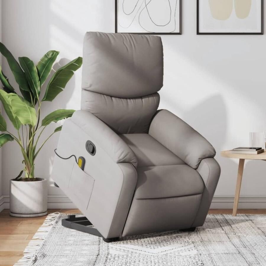 VidaXL Sta-op-massagestoel Verstelbaar Taupe Sta-op-massagefauteuil Sta-op-massagefauteuils Sta-op Fauteuil Sta-op- En Ligstoel Verstelbaar - Foto 3