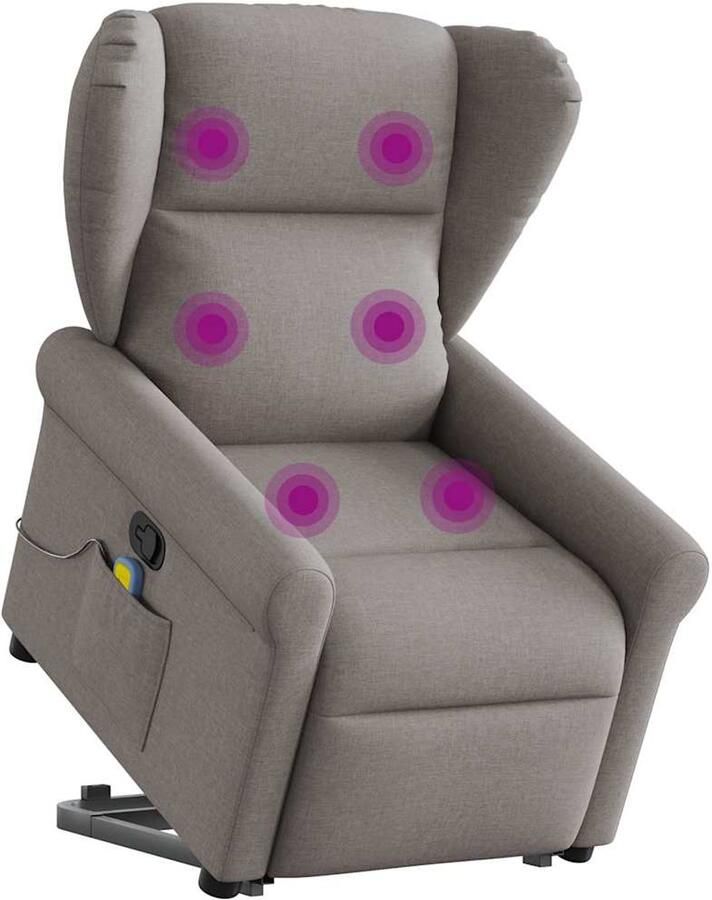 VidaXL Sta-op-massagestoel Verstelbaar Taupe Sta-op-massagefauteuil Sta-op-massagefauteuils Sta-op Fauteuil Sta-op- En Ligstoel Verstelbaar - Foto 14