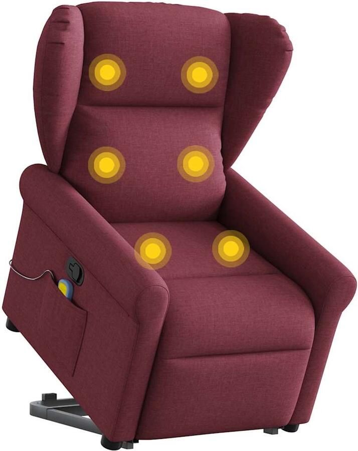 Vida XL vidaXL Sta-op-massagestoel verstelbaar stof wijnrood-VXL-3204497 - Foto 3