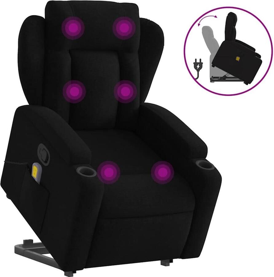 Vida XL vidaXL Sta-op-massagestoel verstelbaar stof zwart-VXL-3204496 - Foto 2