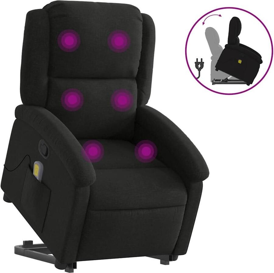 Vida XL vidaXL Sta-op-massagestoel verstelbaar stof zwart-VXL-3204178