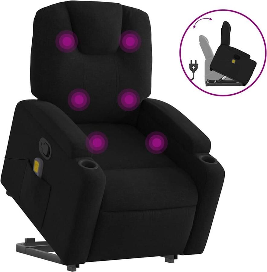 Vida XL vidaXL Sta-op-massagestoel verstelbaar stof zwart-VXL-3204382 - Foto 2