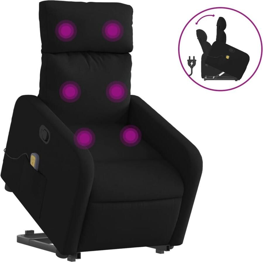 Vida XL vidaXL Sta-op-massagestoel verstelbaar stof zwart-VXL-3206710