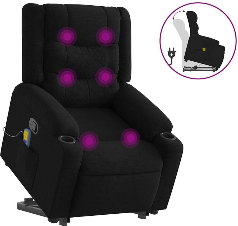 Vida XL vidaXL Sta-op-massagestoel verstelbaar stof zwart-VXL-3206578 - Foto 4