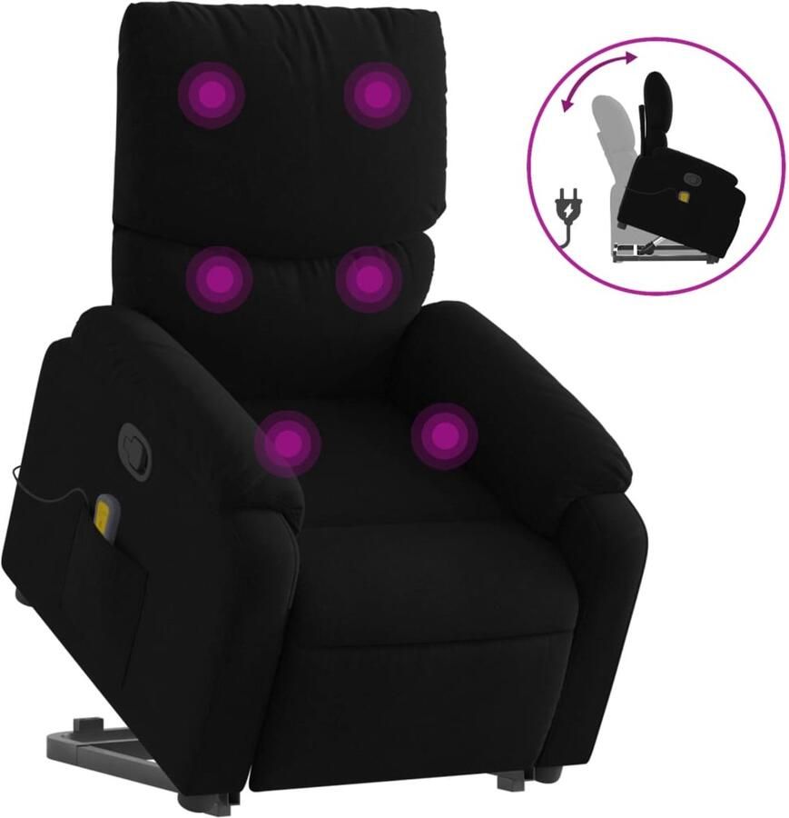 Vida XL vidaXL Sta-op-massagestoel verstelbaar stof zwart-VXL-3204838 - Foto 2