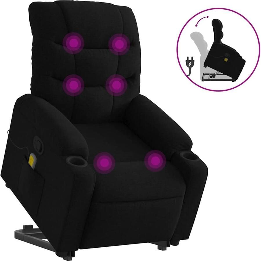 Vida XL Sta-op-massagestoel verstelbaar stof zwart SKU: V3206656 - Foto 3