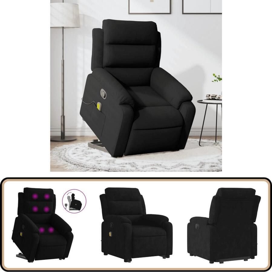 VidaXL Sta-op Massagestoel Verstelbaar Zwart Verstelbare Stoel Massagerstoel Massagestoel Sta Op Stoel Fauteuil