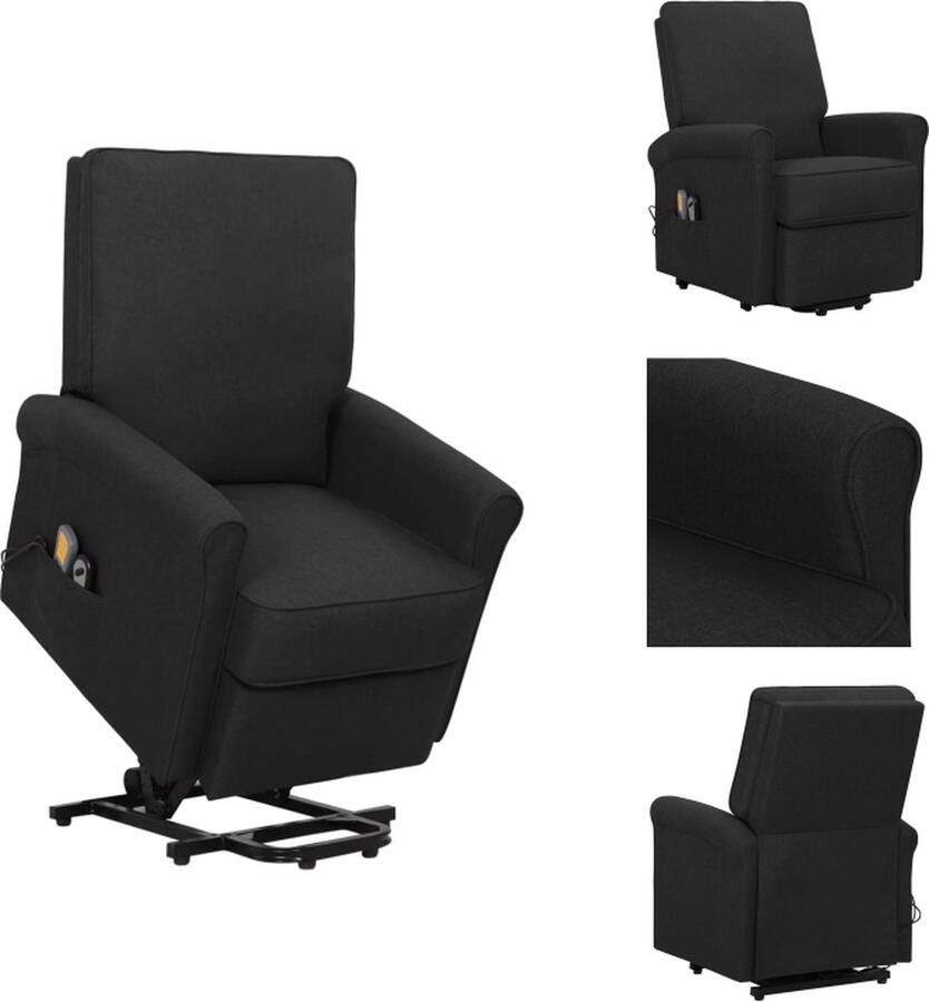 VidaXL Sta-opstoel Sta-opstoelen Staopstoel Sta Op Stoel Sta-op-massagestoel stof zwart - Foto 2