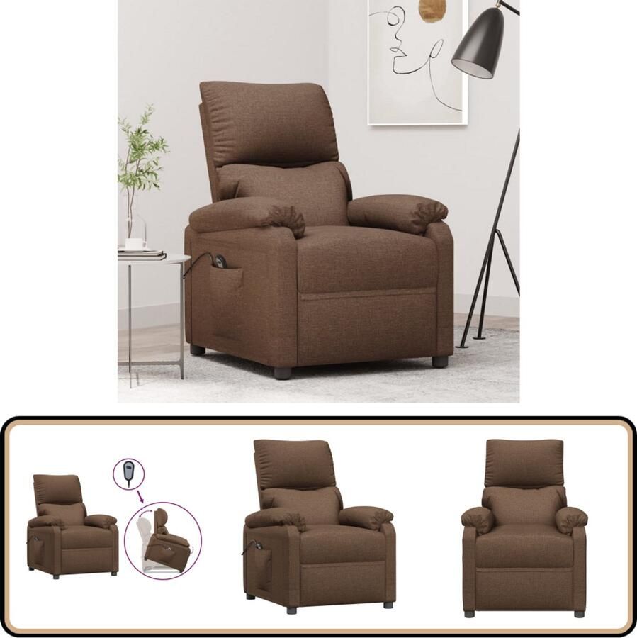 VidaXL Sta-op-stoel Bruin Comfortabel en Praktisch Sta-op-stoel Verstelbare Stoel Ergonomische Stoel Liftstoelen Rolstoel Alternatief