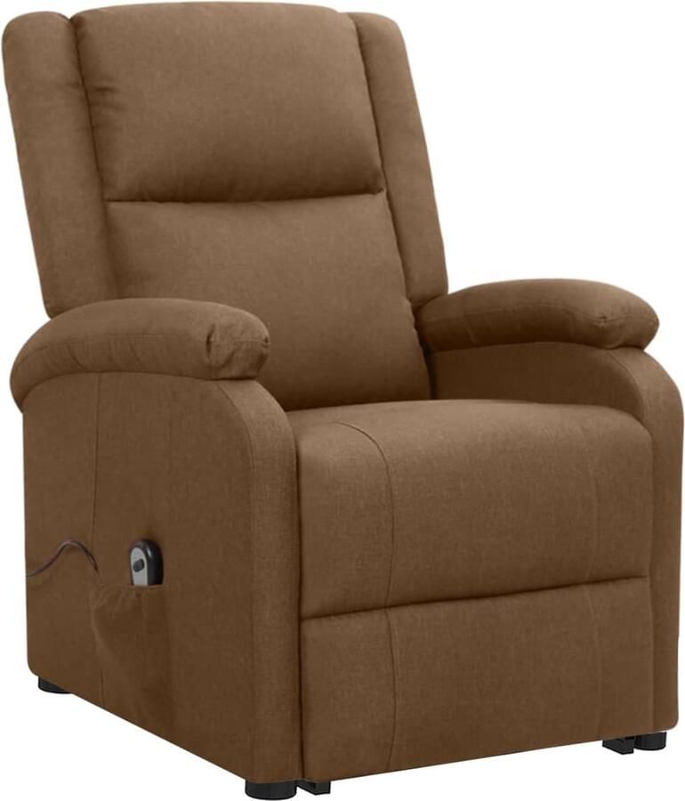 VidaXL Sta-op-stoel Bruin Verstelbaar Polyester Sta-op-stoel Elektrisch Verstelbare Stoel Relaxfauteuil Ergonomische Stoel Comfortstoel Zitzak