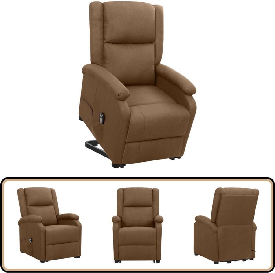 VidaXL Sta-op-stoel Bruin Verstelbaar Polyester Sta-op-stoel Elektrisch Verstelbare Stoel Relaxfauteuil Ergonomische Stoel Comfortstoel