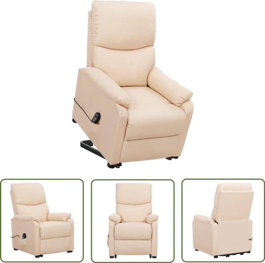 VidaXL Sta-op-stoel crème Verstelbaar Comfort Relaxfauteuil Sta-op-stoel Elektrisch Verstelbaar Ergonomische Stoel Comfortabele Stoel Stoffen Fauteuil Seniors Meubilair