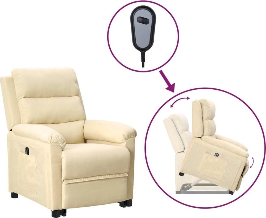 VidaXL Sta-op-stoel crème Verstelbare Comfortstoel Sta-opstoel Elektrisch Verstelbaar Ergonomische Stoel Fauteuil Voor Senioren Lounge Stoel Creme Kleur