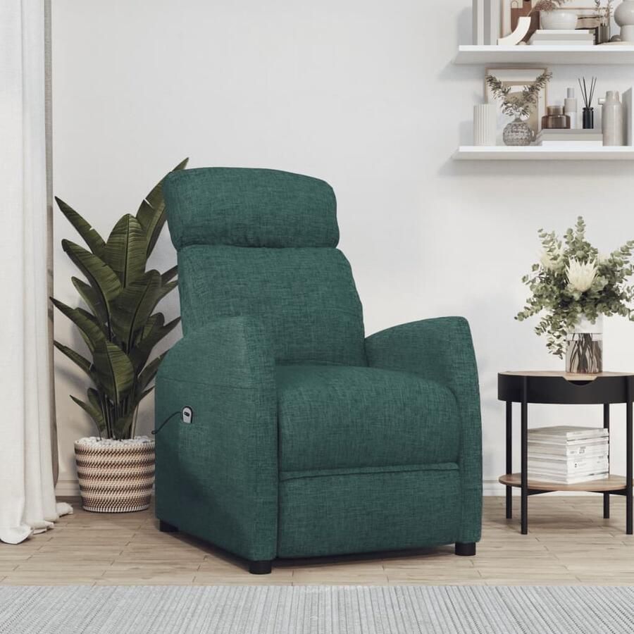 VidaXL Sta-op-stoel Donkergroen Comfort & Stijl Sta-op-stoel Relaxfauteuil Elektrisch Bedienbaar Loungestoel Fauteuils Meubilair Groen - Foto 2