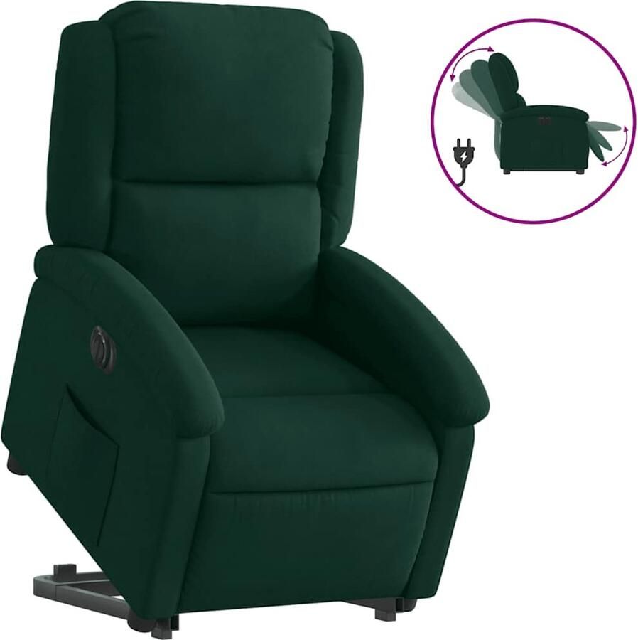 Vida XL vidaXL Sta-op-stoel elektrisch fluweel donkergroen-VXL-3204324 - Foto 2
