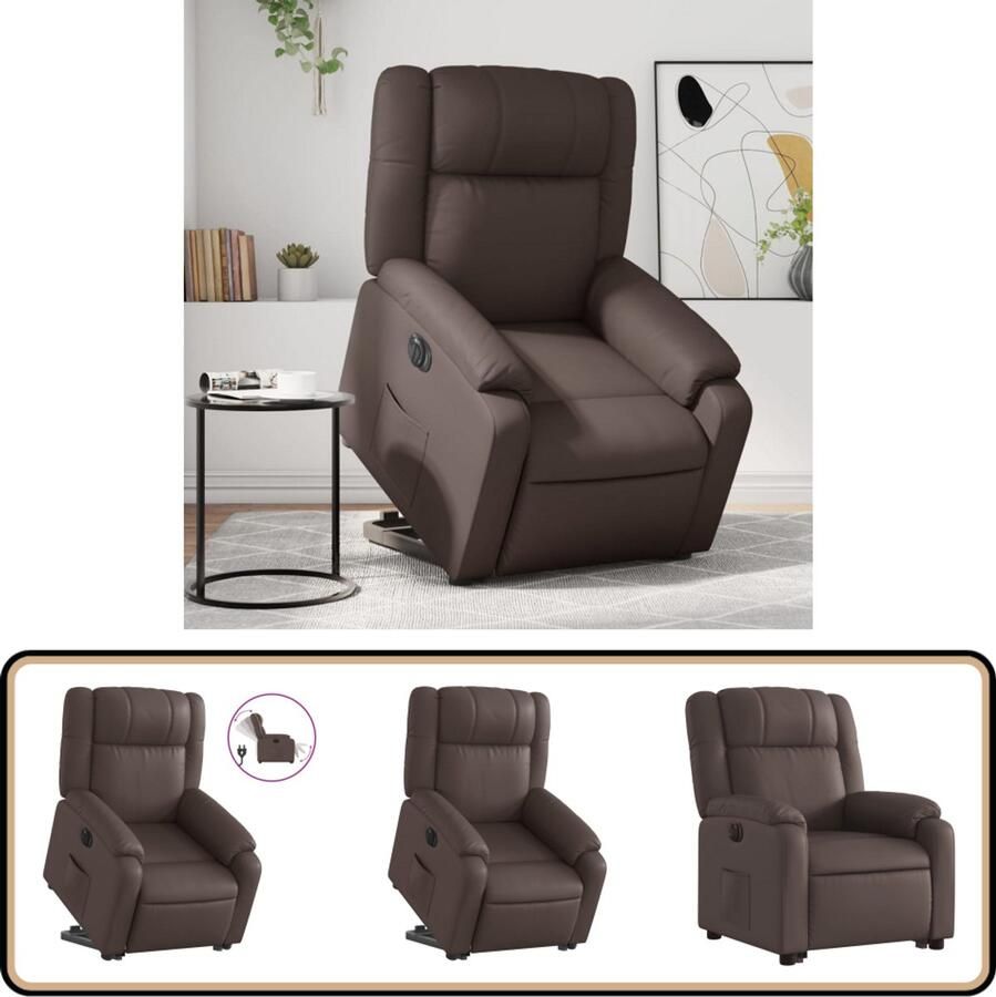 VidaXL Sta-op-stoel elektrisch Kunstleer Bruin Elektrische Sta-op-stoel Fauteuil Sta-opzitstoel Rolstoelhoogte Ergonomische Stoel