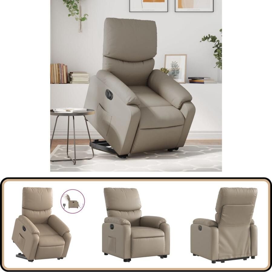 VidaXL Sta-op-stoel Elektrisch Kunstleer Cappuccino Elektrische Sta-op-fauteuil Elektrische Sta-op-fauteuils Elektrische Fauteuil Elektrische Stoel Voor Ouderen