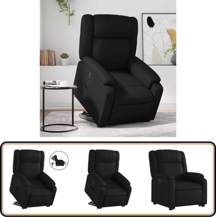VidaXL Sta-op-stoel Elektrisch Kunstleer Zwart Elektrische Sta-op-fauteuil Elektrische Sta-op-fauteuils Elektrische Fauteuil Elektrische Stoel Voor Ouderen