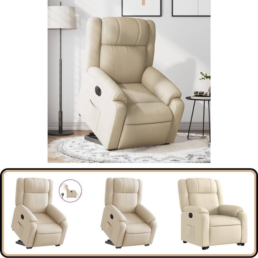 VidaXL Sta-op-stoel elektrisch verstelbaar crème Elektrische Sta-op-stoel Sta-opstoel Fauteuils Elektrische Fauteuil Comfortstoelen