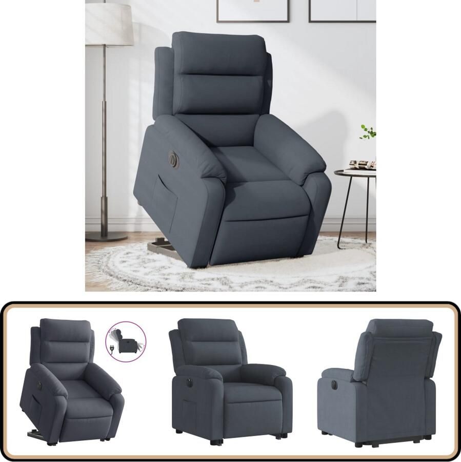 VidaXL Sta-op-stoel Elektrisch Verstelbaar Donkergrijs Elektrische Sta-op-stoel Sta-opstoel Ergonomische Stoel Comfortstoelen Fauteuils