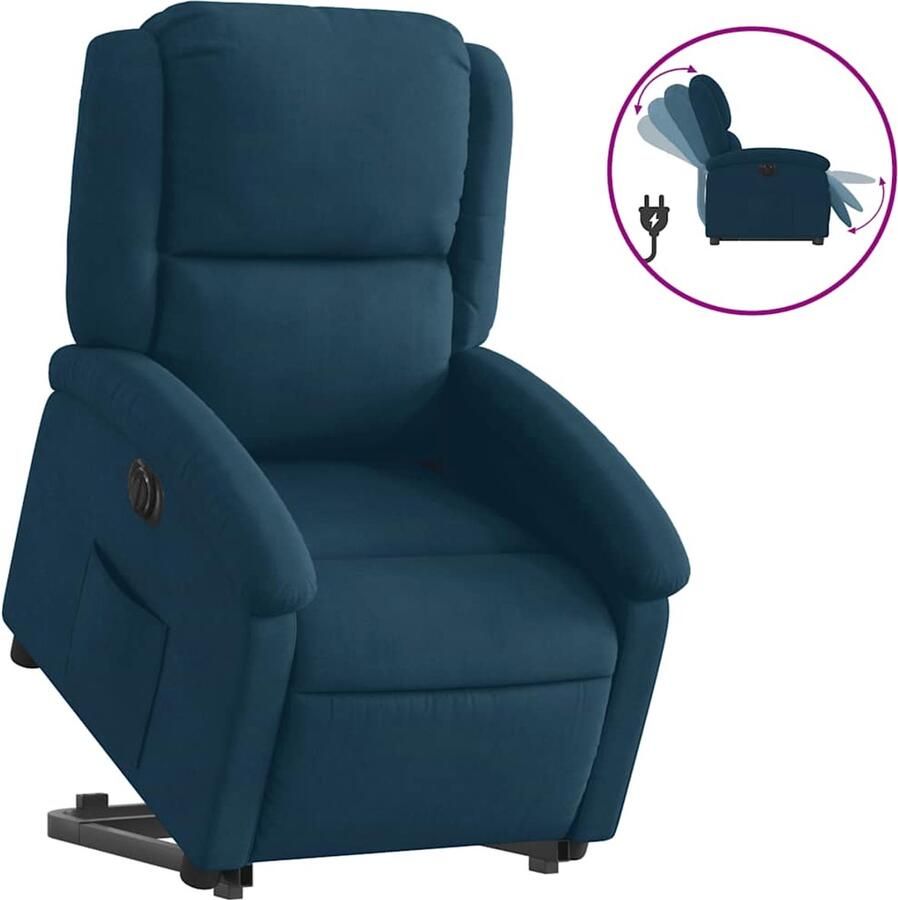 Vida XL vidaXL Sta-op-stoel elektrisch verstelbaar fluweel blauw-VXL-3204332 - Foto 2