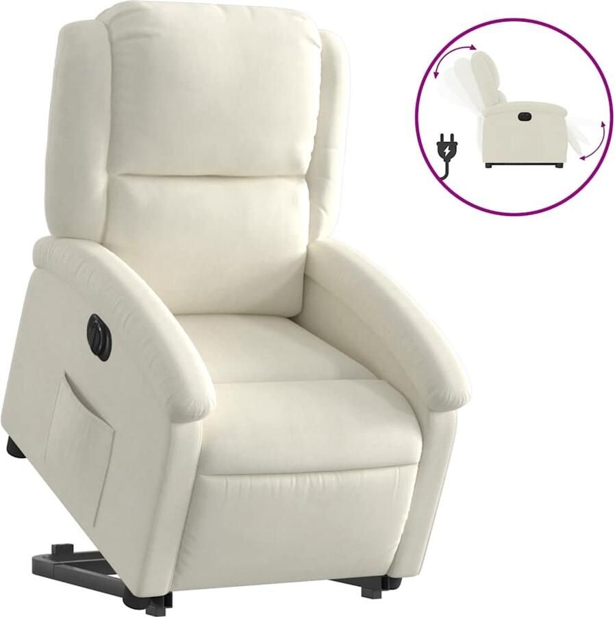 Vida xl vidaXL Sta-op-stoel elektrisch verstelbaar fluweel crÃ¨mekleurig-VXL-3204331