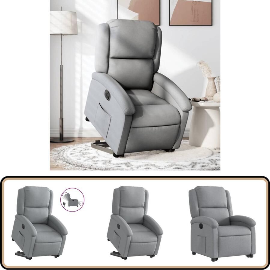 VidaXL Sta-op-stoel Elektrisch Verstelbaar Lichtgrijs Elektrische Sta-op-stoel Sta-op-fauteuil Ergonomische Stoel Luxe Fauteuil Zitzak