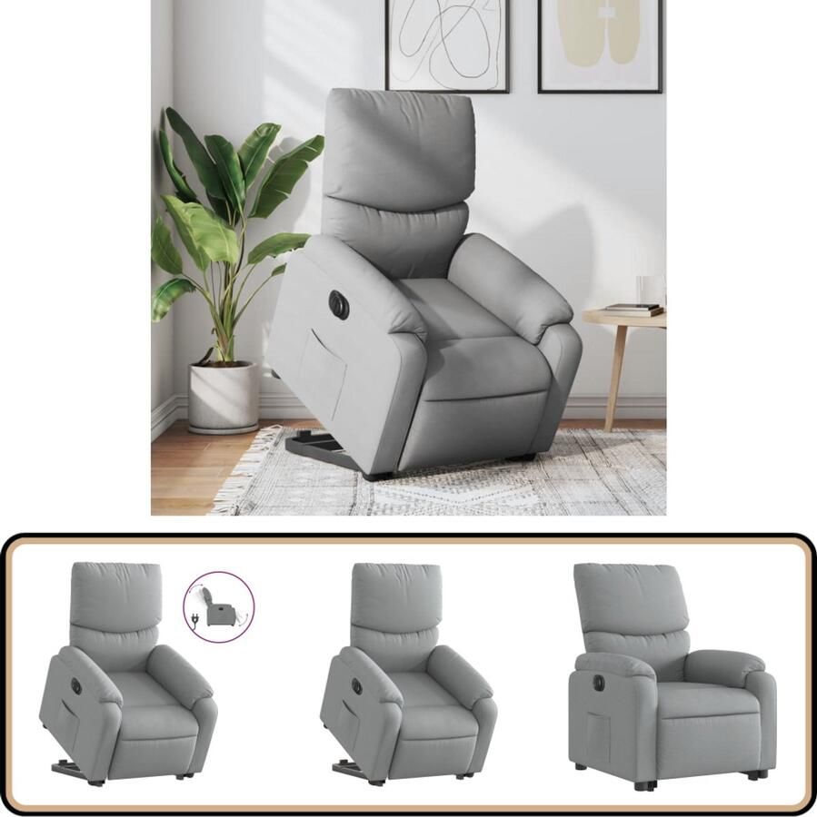 VidaXL Sta-op-stoel Elektrisch verstelbaar Lichtgrijs Elektrische Sta-op-stoel Sta-opstoel Fauteuil Ergonomische Stoel Comfortstoelen