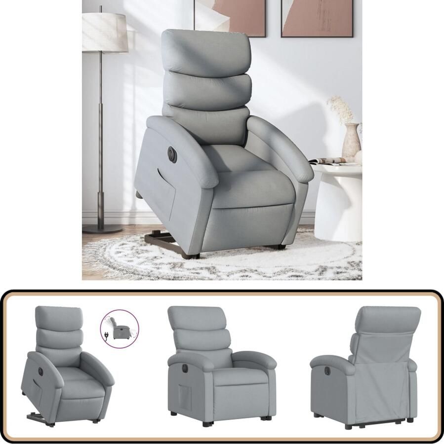 VidaXL Sta-op-stoel Elektrisch Verstelbaar Lichtgrijs Elektrische Sta-op-stoel Sta-opstoel Fauteuil Ergonomische Stoel Luxe Stoel