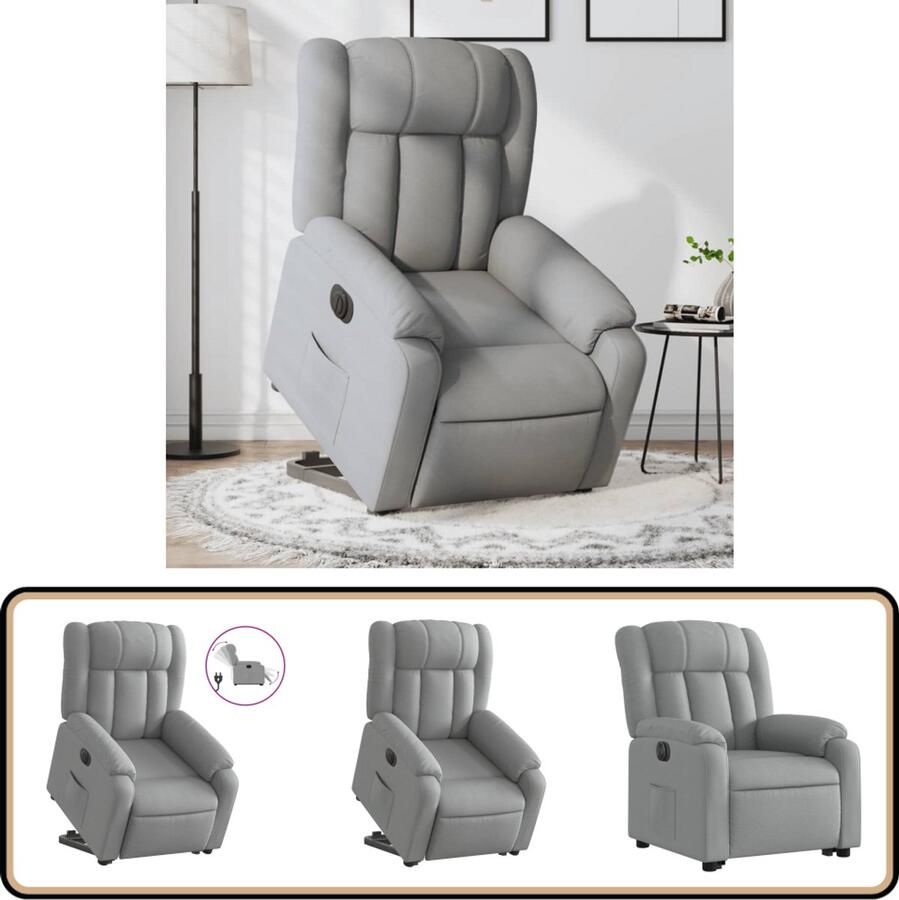 VidaXL Sta-op-stoel Elektrisch Verstelbaar Lichtgrijs Elektrische Sta-op-stoel Sta-opstoel Verstelbare Fauteuil Fauteuils Comfortstoelen