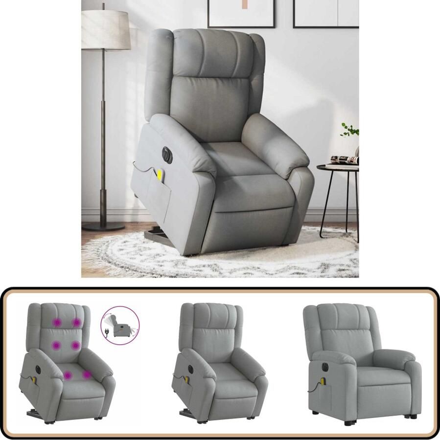VidaXL Sta-op-stoel elektrisch verstelbaar Lichtgrijs Elektrische Sta-opstoel Massageruimte Ergonomische Stoel Comfortstoelen Relaxfauteuil