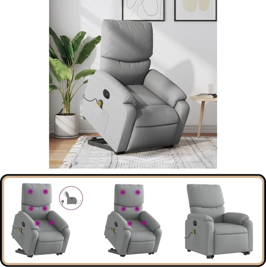 VidaXL Sta-op-stoel elektrisch verstelbaar Lichtgrijs Sta-op-stoel Massagestoel Elektrische Stoel Ergonomische Stoel Comfortabele Stoel