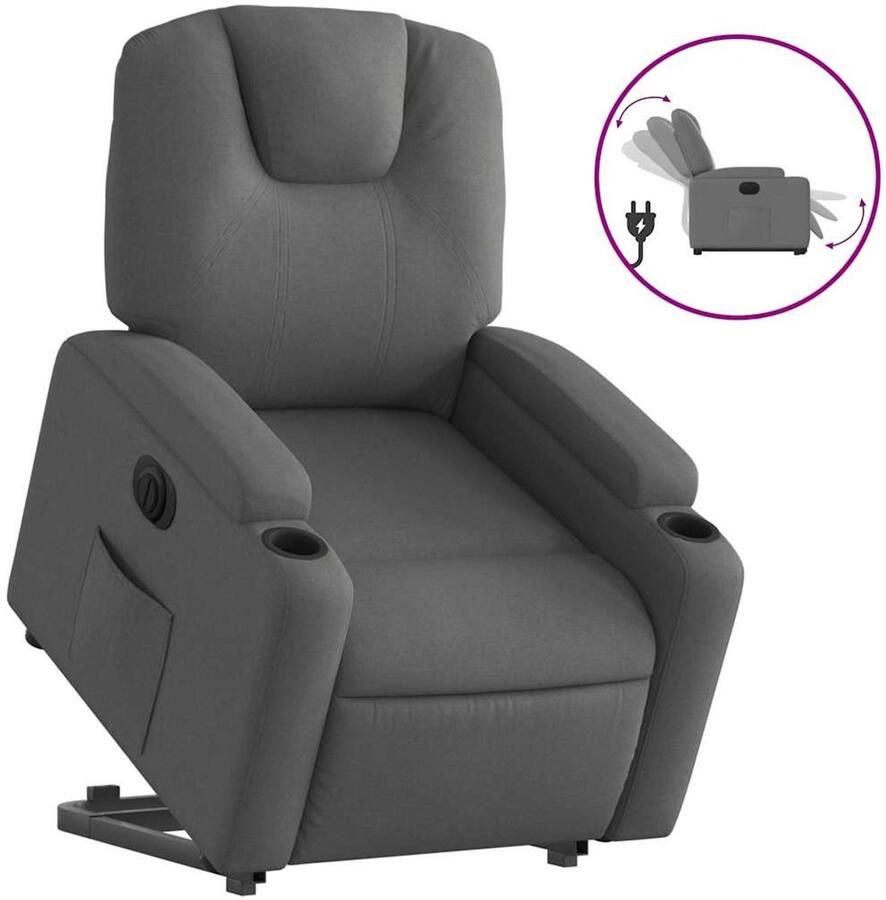 Vida xl vidaXL Sta-op-stoel elektrisch verstelbaar stof donkergrijs-VXL-3204393