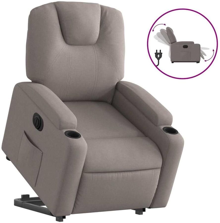Vida xl vidaXL Sta-op-stoel elektrisch verstelbaar stof taupe-VXL-3204400