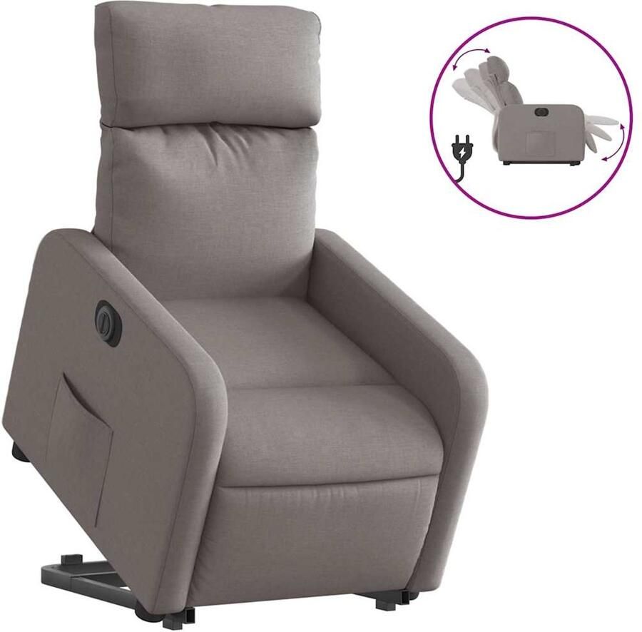 VidaXL Sta-op-stoel elektrisch verstelbaar stof taupe - Foto 1