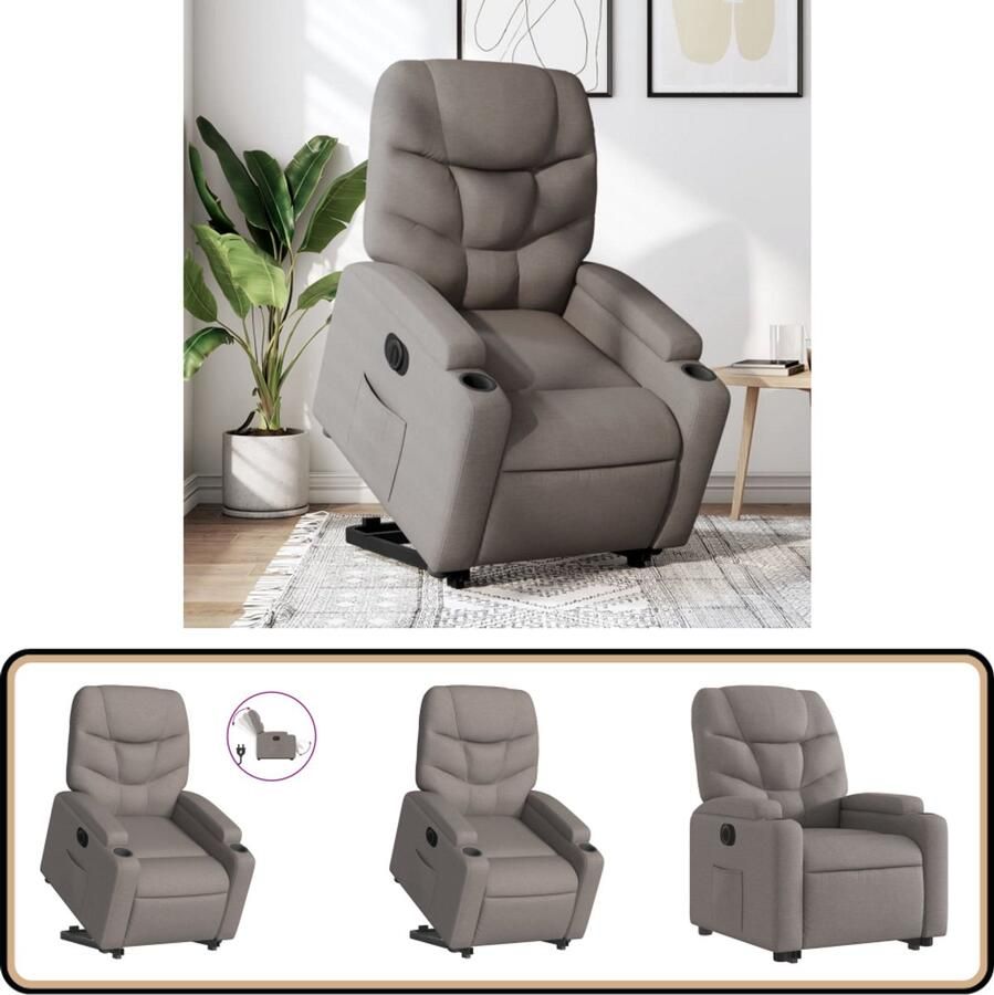 VidaXL Sta-op-stoel Elektrisch verstelbaar Taupe Elektrische Sta-op-stoel Sta-opstoel Ergonomische Stoel Luxe Fauteuil Elektrische Verstelbare Stoel