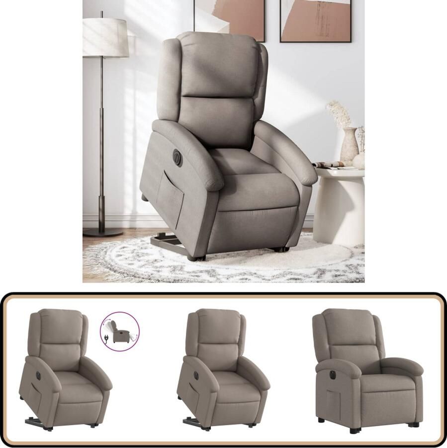 VidaXL Sta-op-stoel elektrisch verstelbaar taupe Elektrische Sta-op-stoel Sta-opstoel Rolstoelhoogte Ergonomische Stoel Luxe Fauteuil
