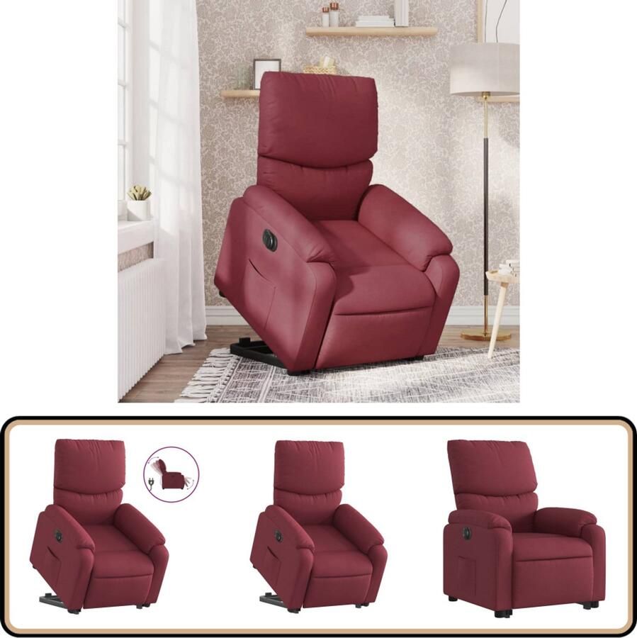 VidaXL Sta-op-stoel elektrisch verstelbaar wijnrood Elektrische Sta-op-stoel Sta-op-fauteuil Ergonomische Stoel Luxe Fauteuil Draagbare Stoel