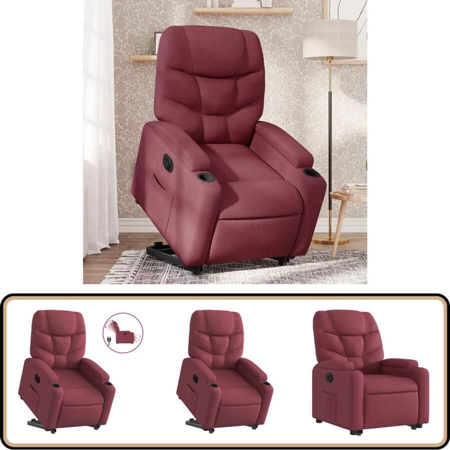 VidaXL Sta-op-stoel Elektrisch Verstelbaar Wijnrood Elektrische Sta-op-stoel Sta-opstoel Ergonomische Stoel Luxe Fauteuil Elektrische Verstelbare Stoel