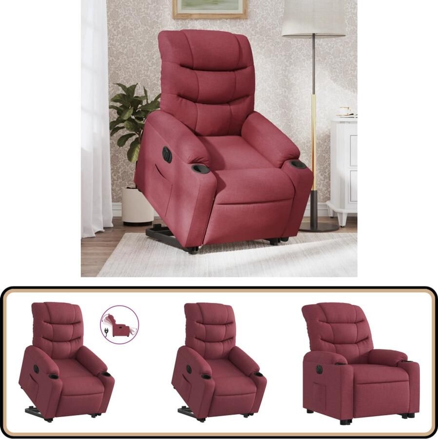 VidaXL Sta-op-stoel Elektrisch Verstelbaar Wijnrood Elektrische Sta-op-stoel Sta-opstoel Fauteuils Ergonomische Stoel Luxe Stoel