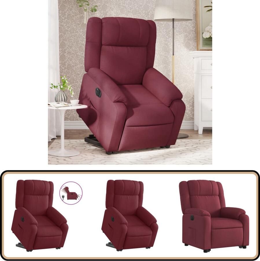 VidaXL Sta-op-stoel Elektrisch Verstelbaar Wijnrood Elektrische Sta-op-stoel Sta-opstoel Fauteuils Ergonomische Stoel Luxe Fauteuil
