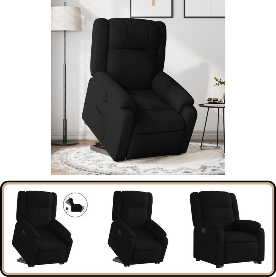 VidaXL Sta-op-stoel elektrisch verstelbaar zwart Elektrische Sta-op-stoel Sta-op-fauteuil Ergonomische Stoel Verstelbare Stoel Luxe Fauteuil