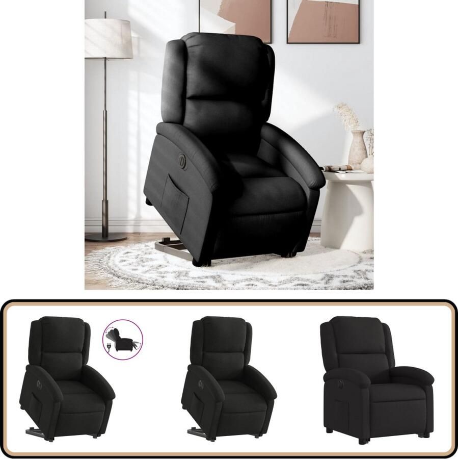 VidaXL Sta-op-stoel Elektrisch verstelbaar Zwart Elektrische Sta-op-stoel Sta-opstoel Ergonomische Stoel Comfortabele Stoel Fauteuils